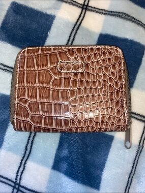 Rosetti Brown Croc-Embossed Zip Around Wallet
